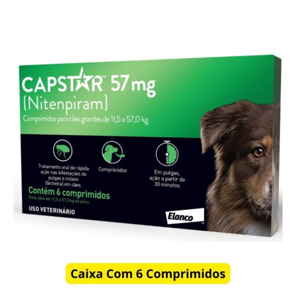 Antipulgas Capstar 57mg Para Cães Caixa Com 6 Comprimidos – Elanco - Imagem 2