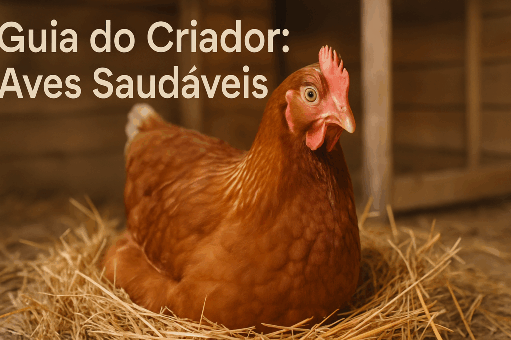 Galinha saudável em cama de palha