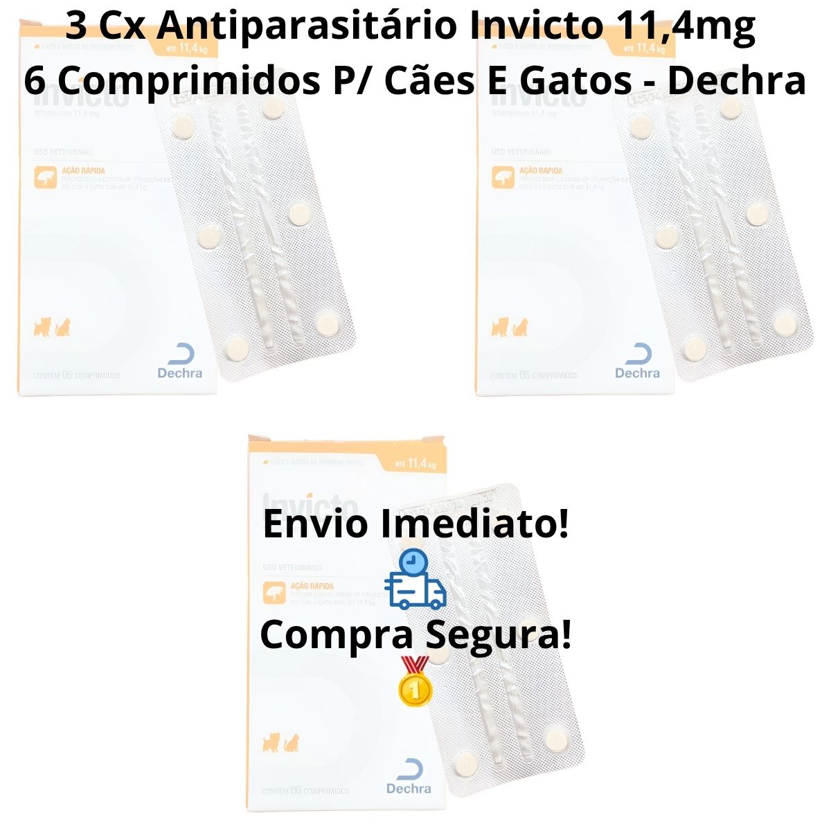 3 Caixas Invicto 11,4mg 6cp - Para Cães E Gatos - Dechra - Imagem 7