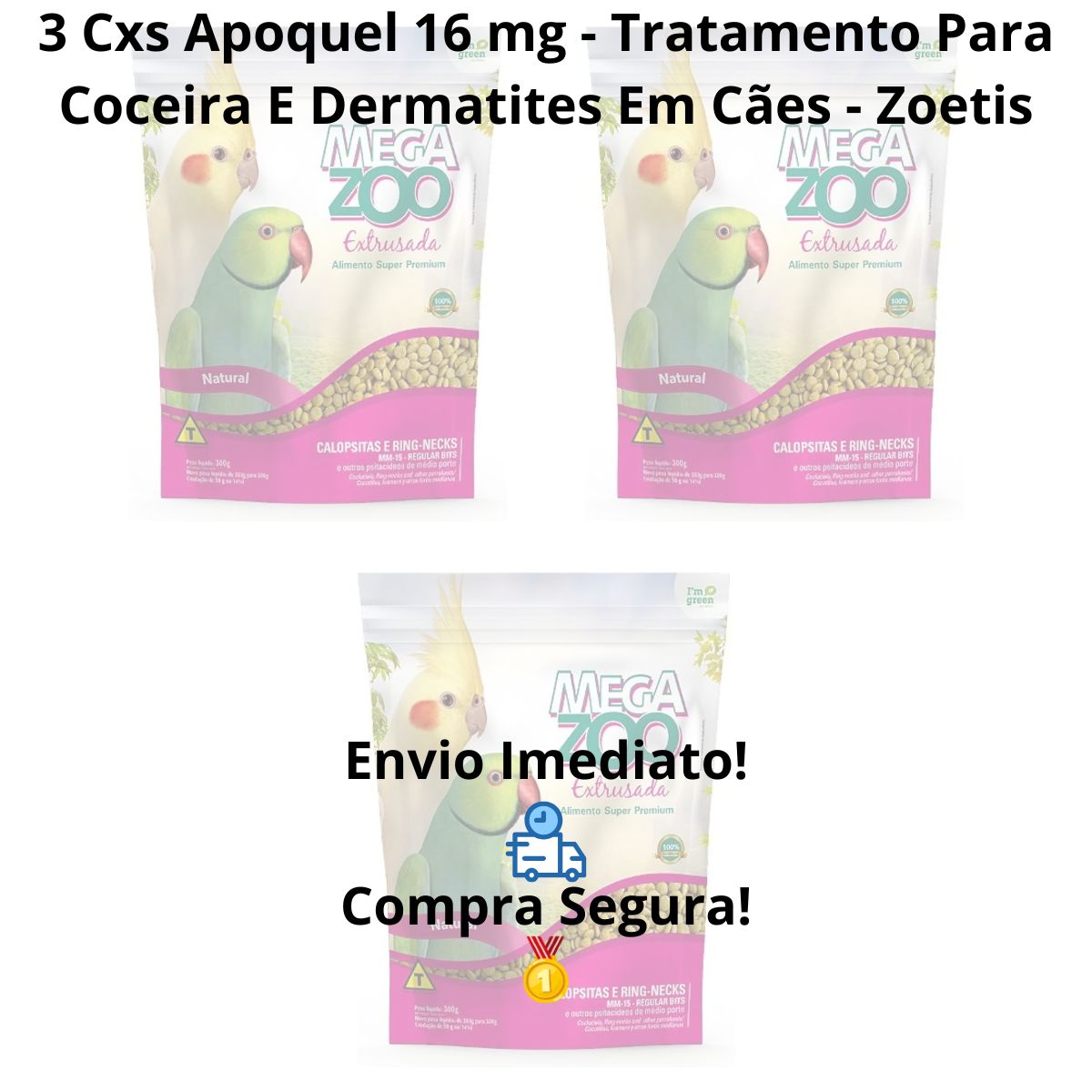 3un MegaZoo Ração Extrusada Calopsitas/Ring Necks MM15 300g - Imagem 8