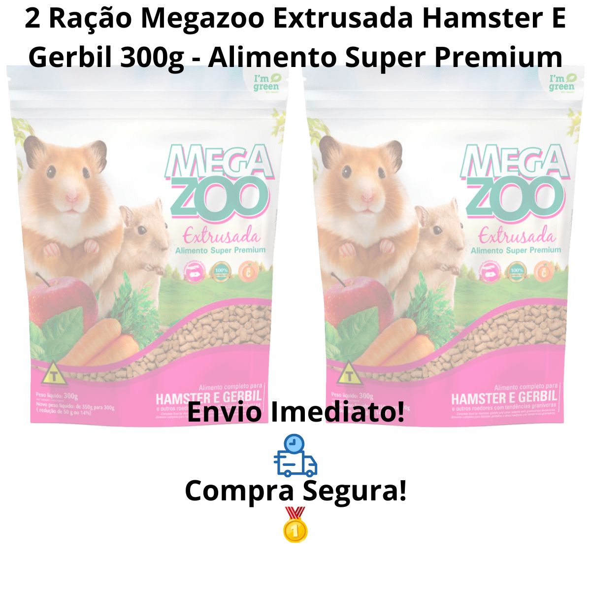 2un MegaZoo Extrusada Hamster E Gerbil 300g - Imagem 9