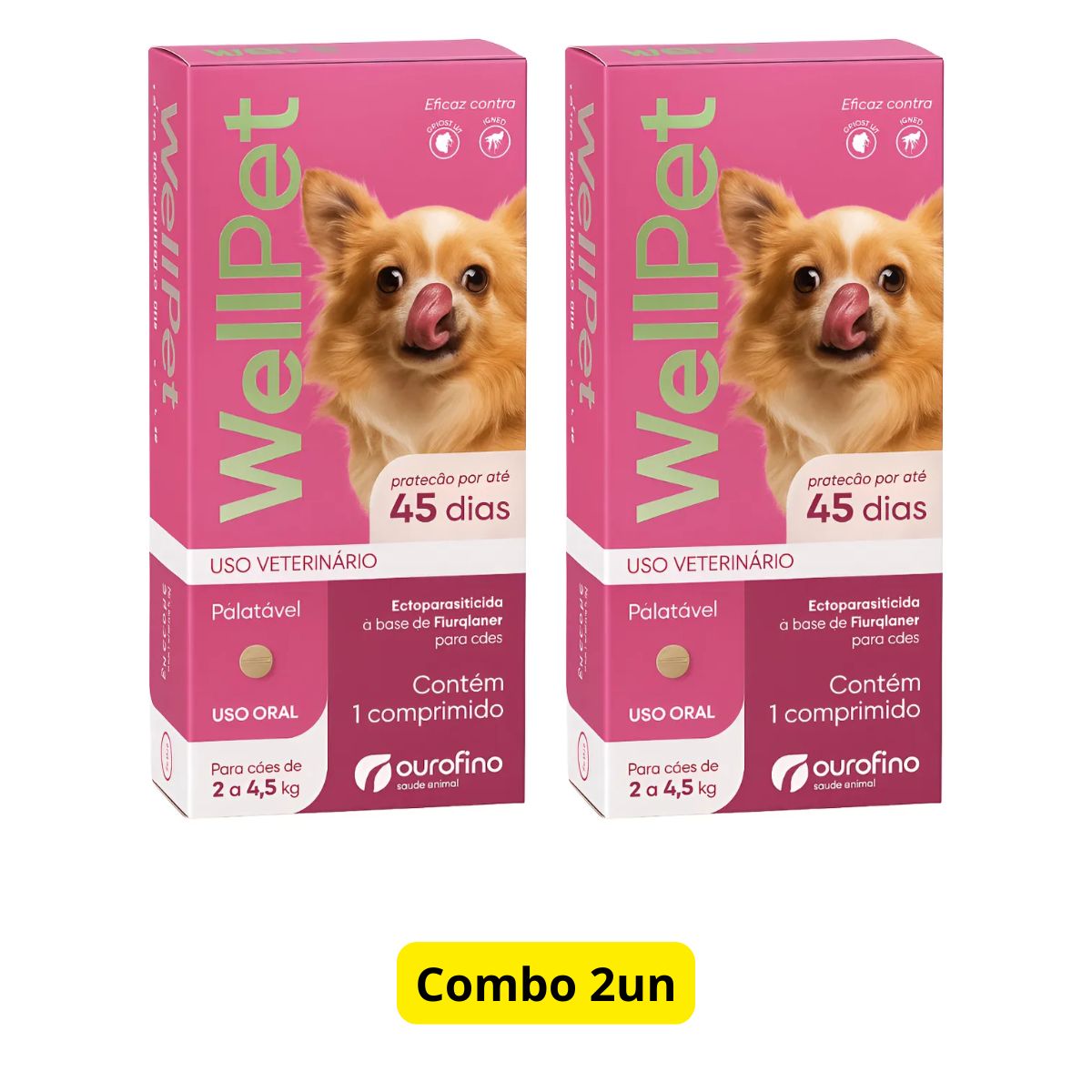 2un Wellpet 45mg - Caes De 2 A 4,5kg - Ouro Fino - Imagem 2