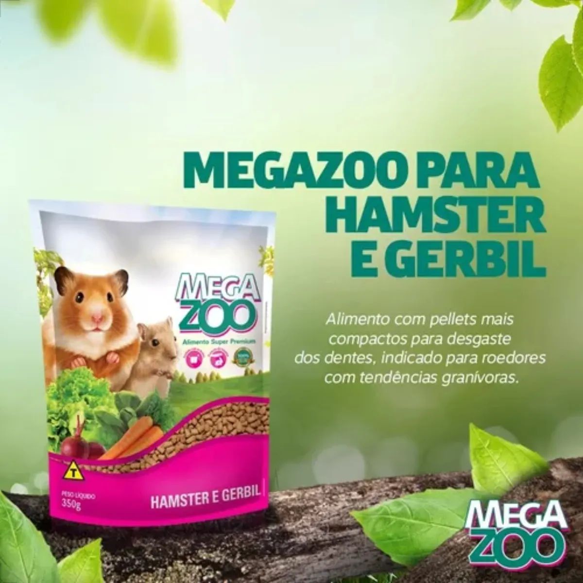 2un MegaZoo Extrusada Hamster E Gerbil 300g - Imagem 4