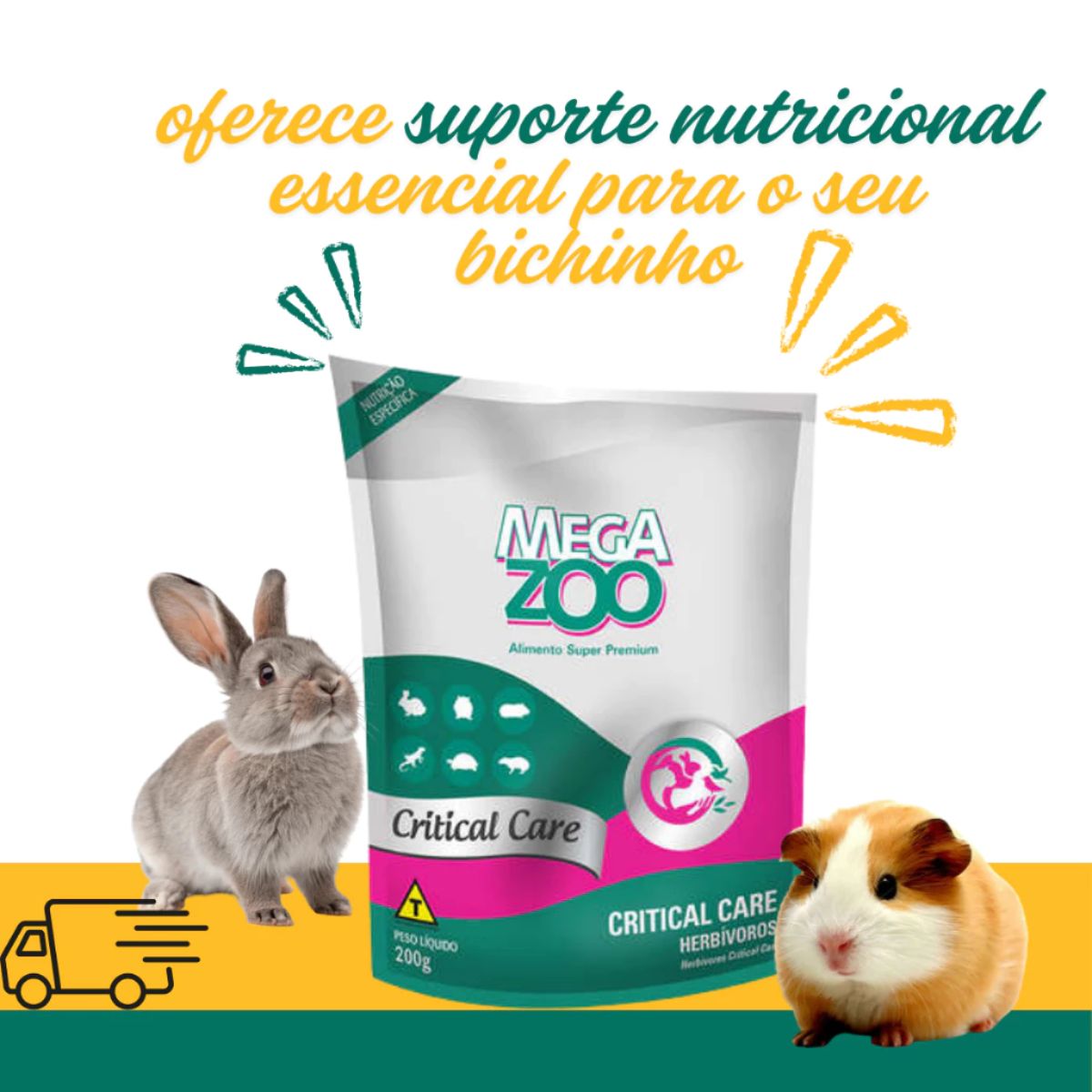 Ração Critical Care Herbivoros 200g - MegaZoo - Imagem 4