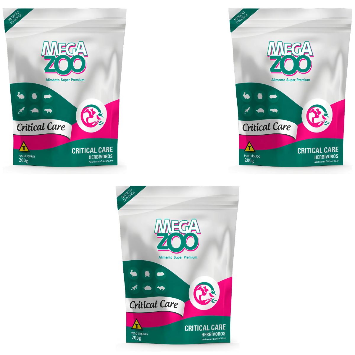 3un Ração Critical Care Herbivoros 200g - MegaZoo