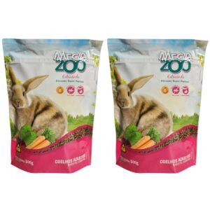 2un Megazoo Ração Extrusada Coelhos Adultos Ornamentais 500G