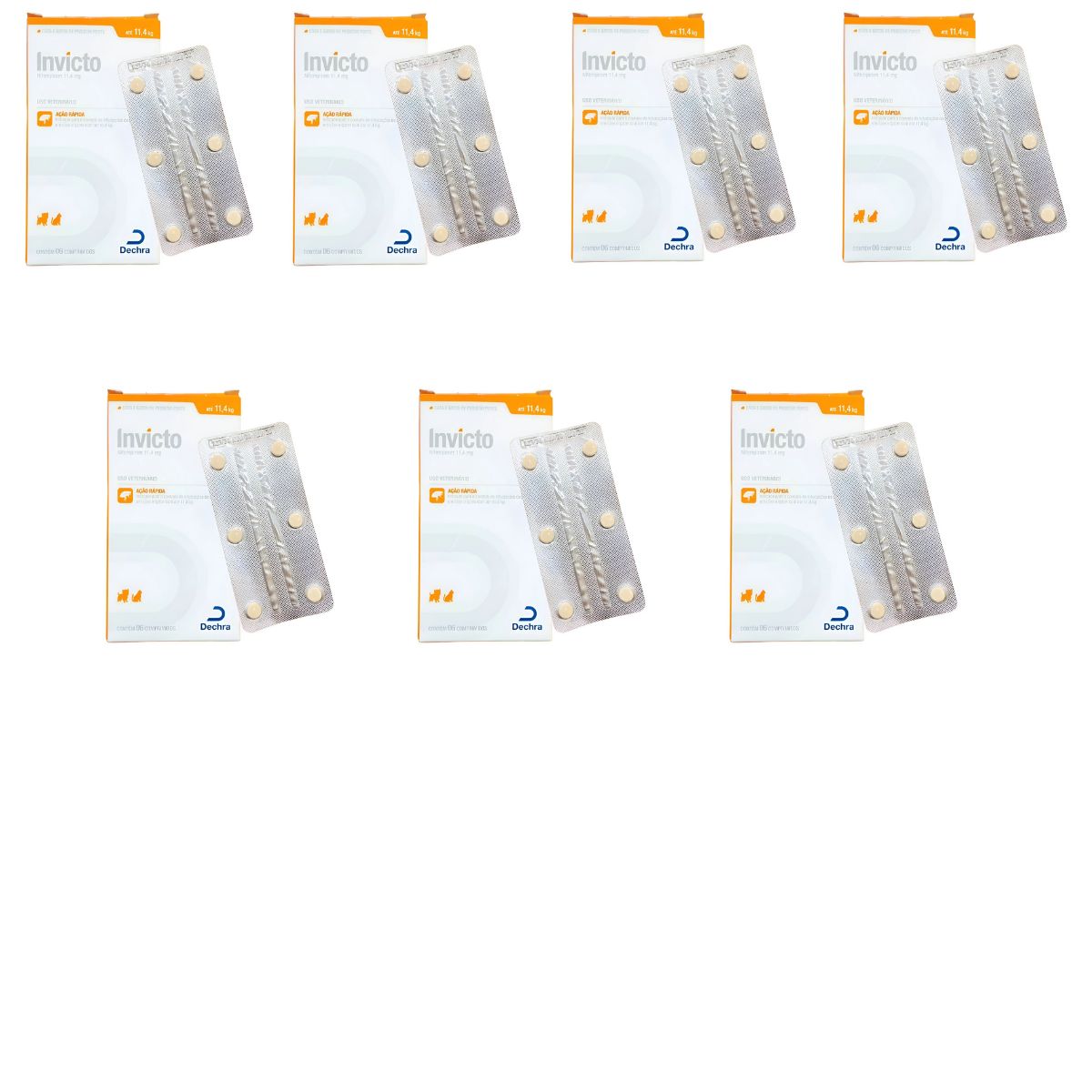 Kit 07 Invicto 11,4mg 6cp - Para Cães E Gatos - Dechra