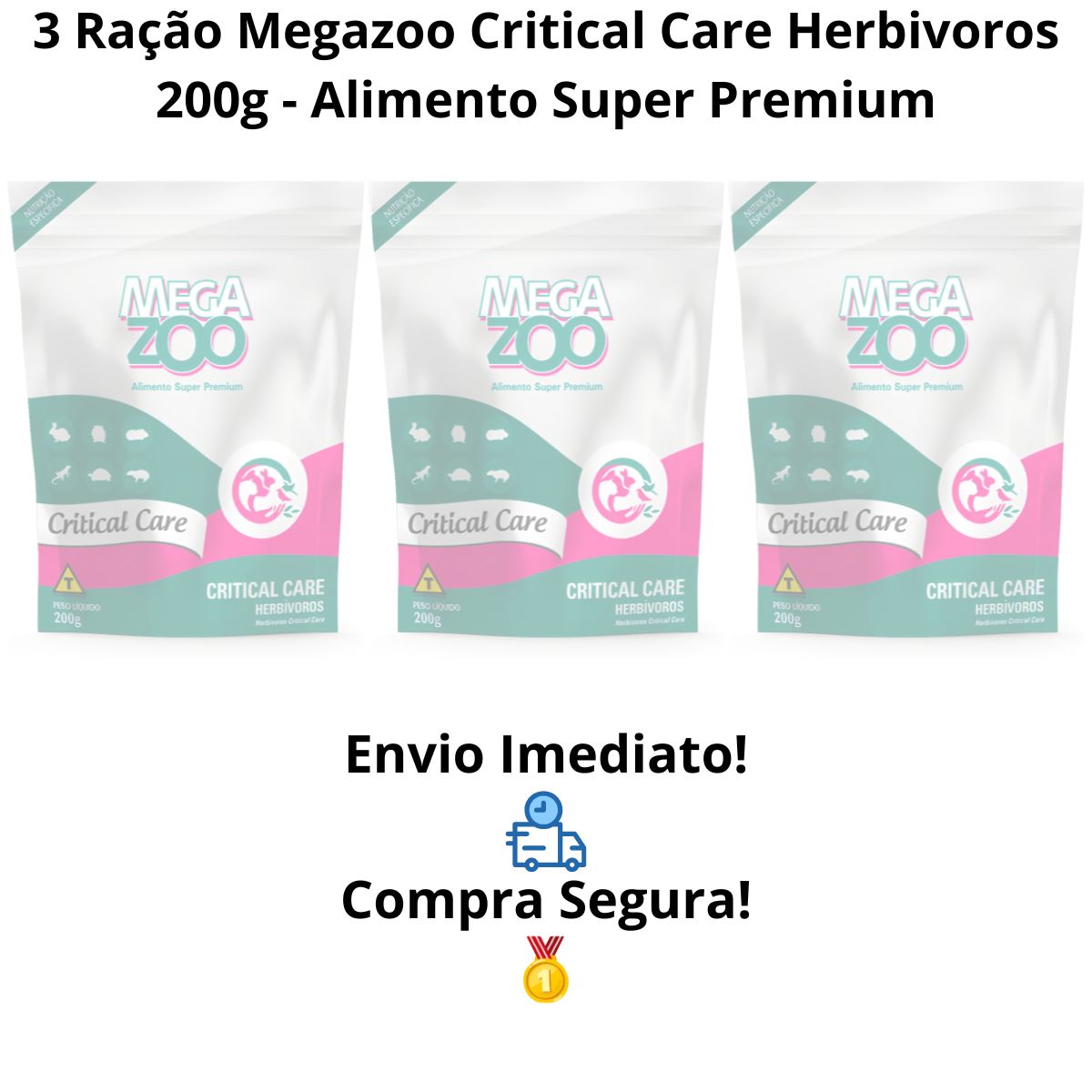 3un Ração Critical Care Herbivoros 200g - MegaZoo - Imagem 6