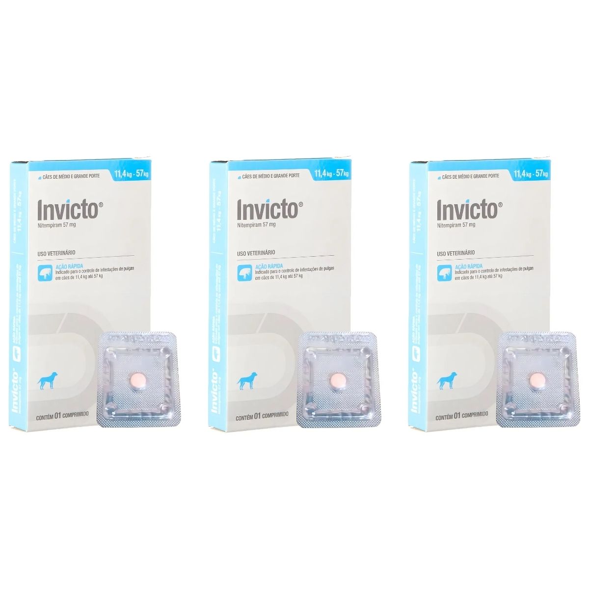 3cx Invicto 57mg 1cp - Para Cães De 11,4 Até 57kg - Dechra