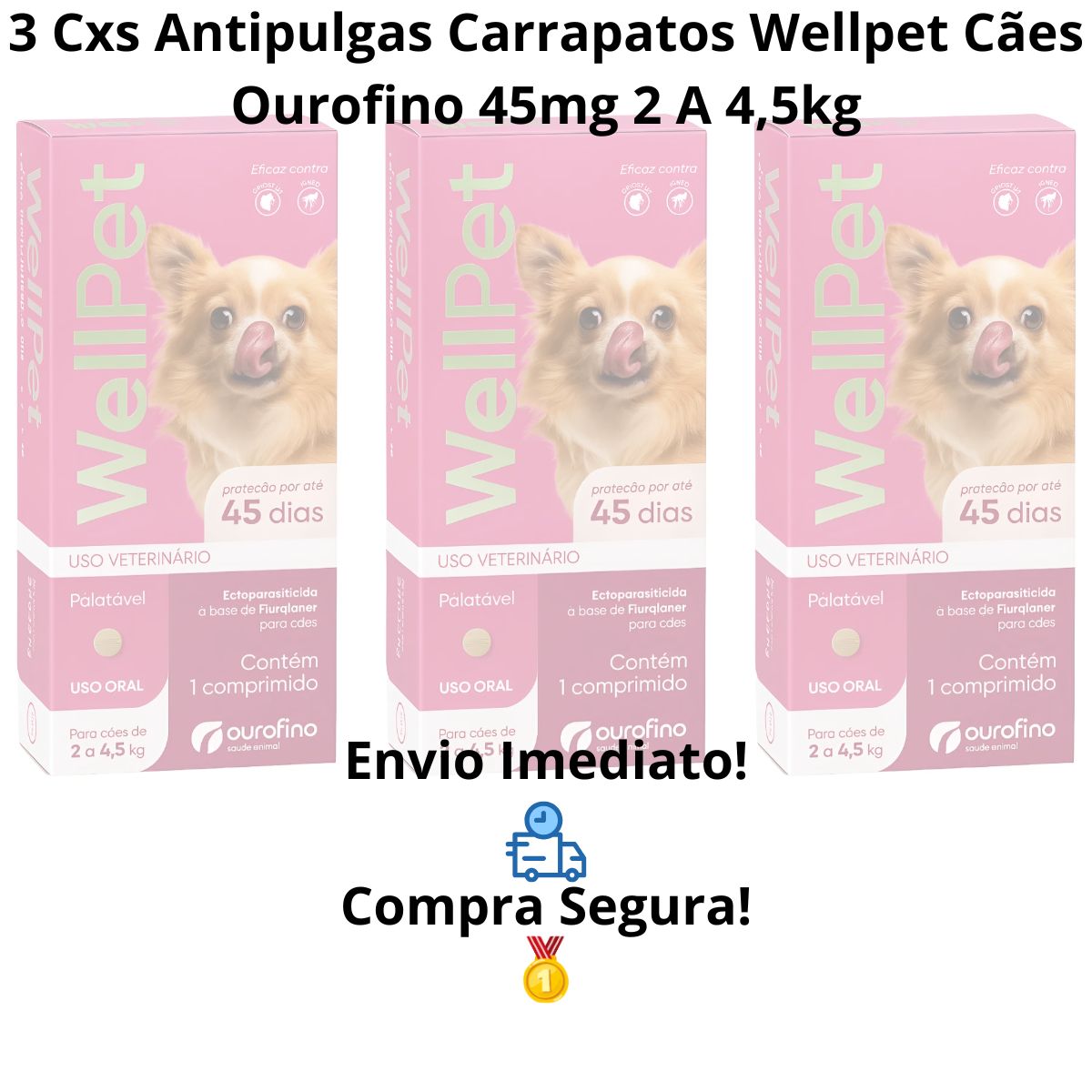 3un Wellpet 45mg - Caes De 2 A 4,5kg - Ouro Fino - Imagem 9