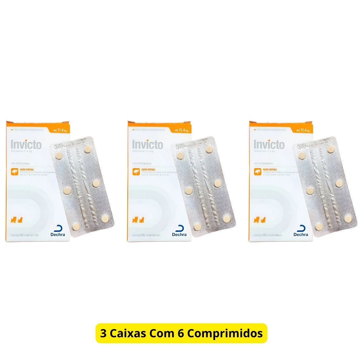 3 Caixas Invicto 11,4mg 6cp - Para Cães E Gatos - Dechra - Imagem 2