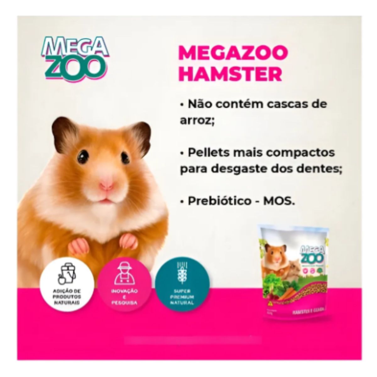 2un MegaZoo Extrusada Hamster E Gerbil 300g - Imagem 3
