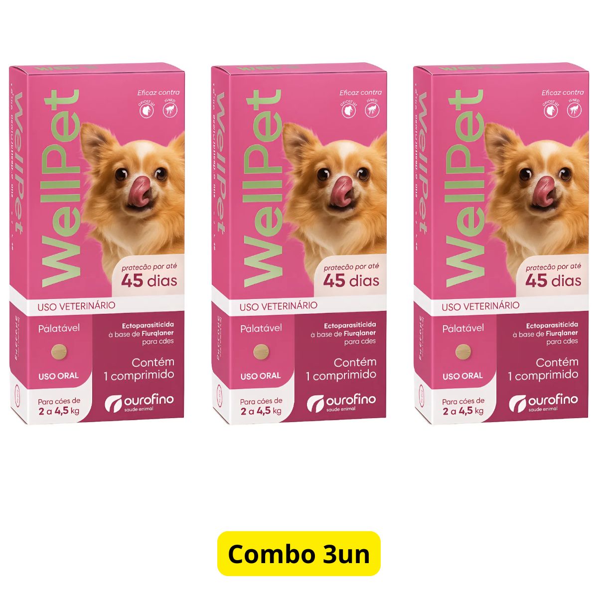 3un Wellpet 45mg - Caes De 2 A 4,5kg - Ouro Fino - Imagem 2