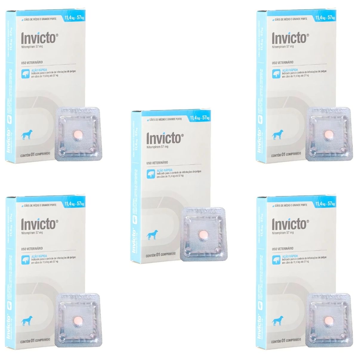 5cx Invicto 57mg 1cp - Para Cães De 11,4 Até 57kg - Dechra