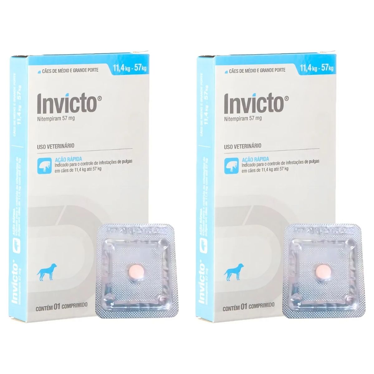 2cx Invicto 57mg 1cp - Para Cães De 11,4 Até 57kg - Dechra