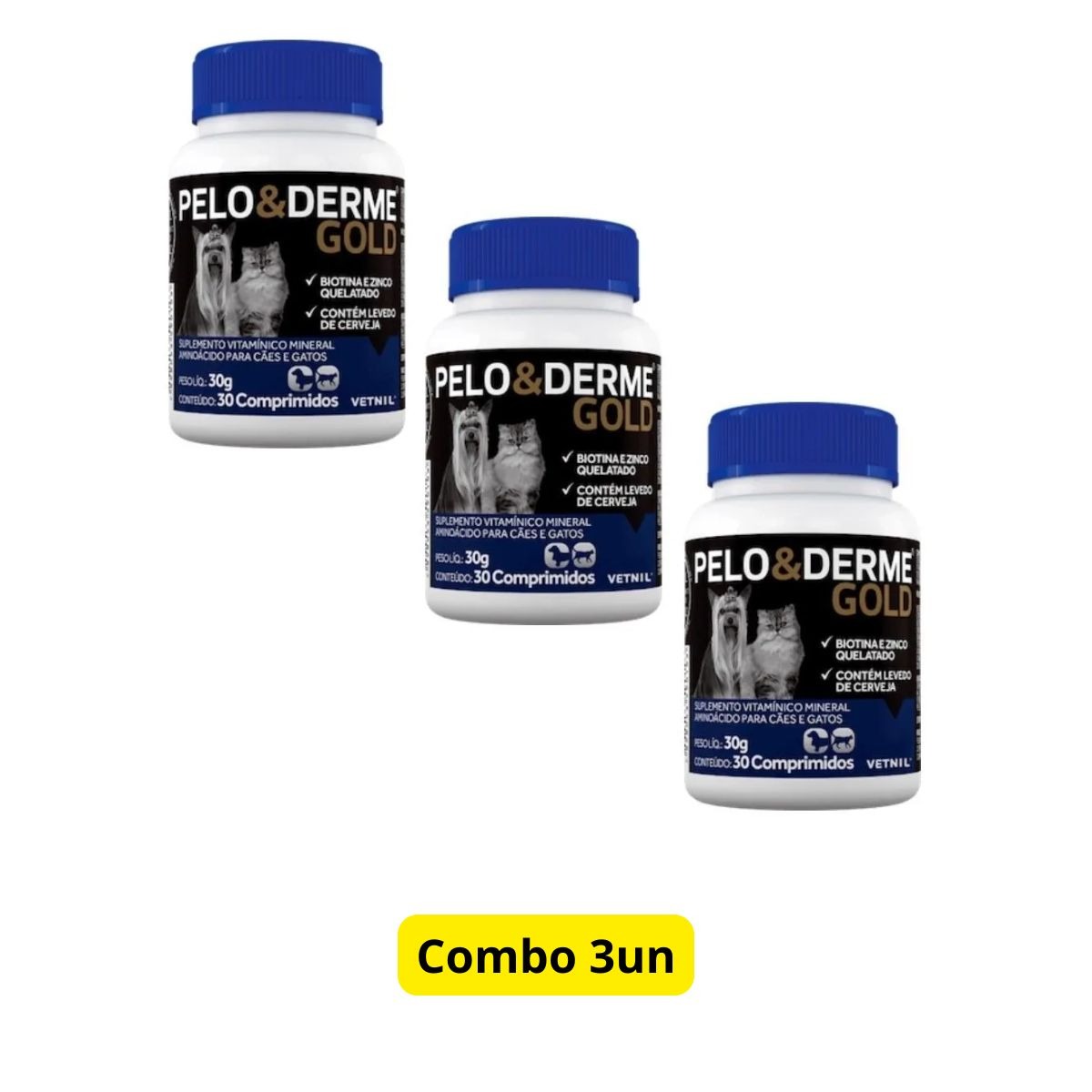 Kit 3 Pelo E Derme Gold 30 Comprimidos - Vetnil - Imagem 2