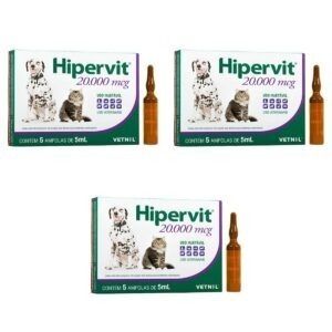 3 Cxs Hipervit 20000 Mcg Vitamina B12 Pra Animais 5 Ampolas