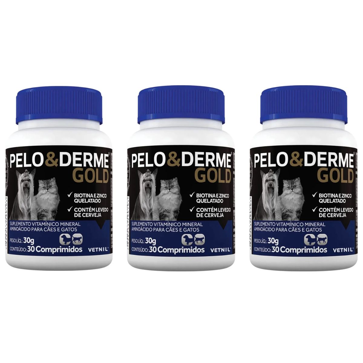 Kit 3 Pelo E Derme Gold 30 Comprimidos - Vetnil