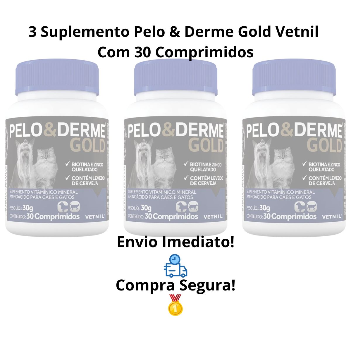 Kit 3 Pelo E Derme Gold 30 Comprimidos - Vetnil - Imagem 8