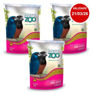 Megazoo Curio, Bicudo E Azulão 350g Ração Extrusada Kit 3un