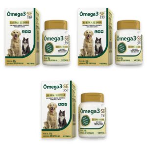 Kit 3 Ômega 3 Se 550 Suplemento Para Cães E Gatos - Vetnil