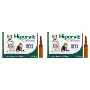 2 Cxs Hipervit 20000 Mcg Vitamina B12 Pra Animais 5 Ampolas