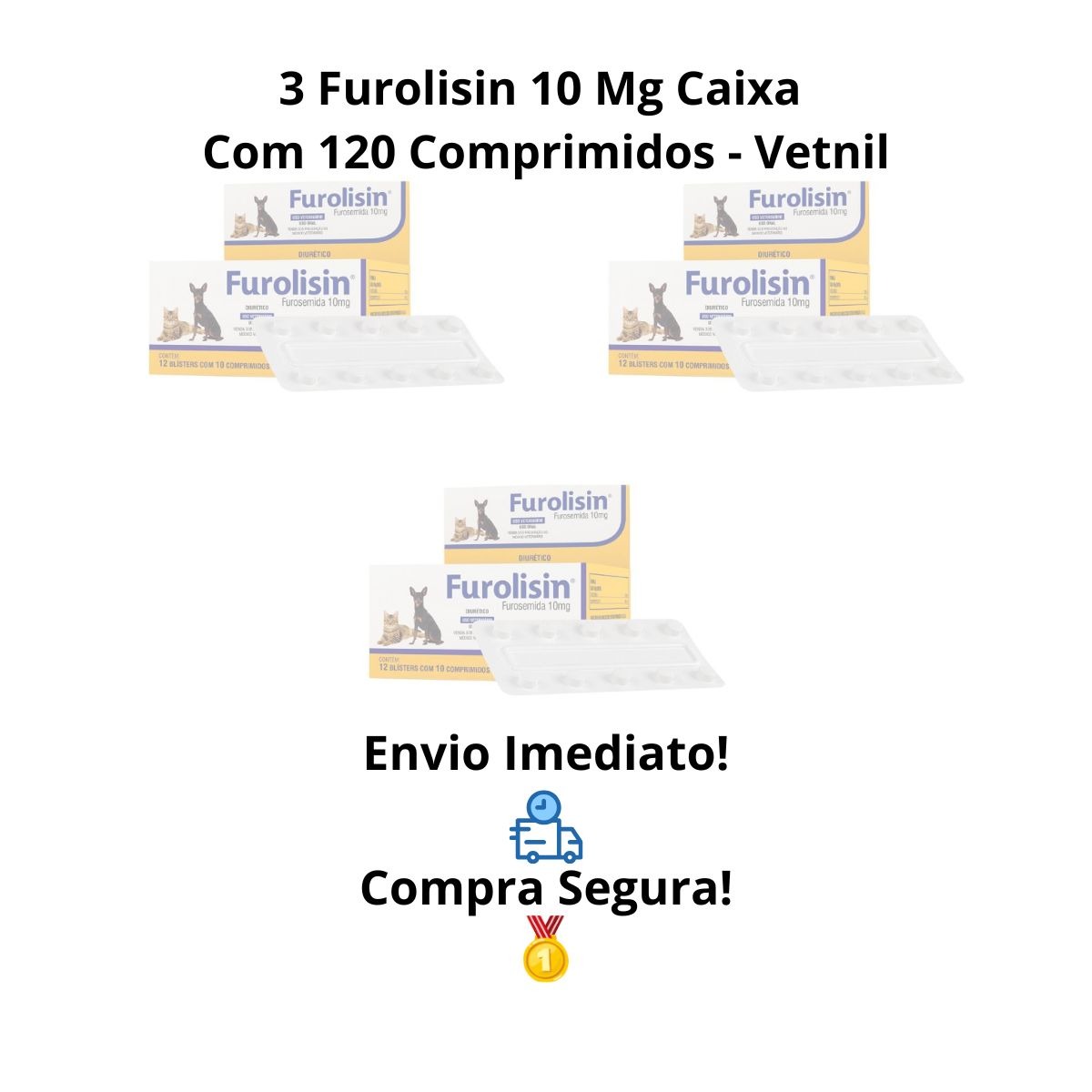 3 Cxs Furolisin 10mg 120 Comprimidos - Vetnil - Imagem 9