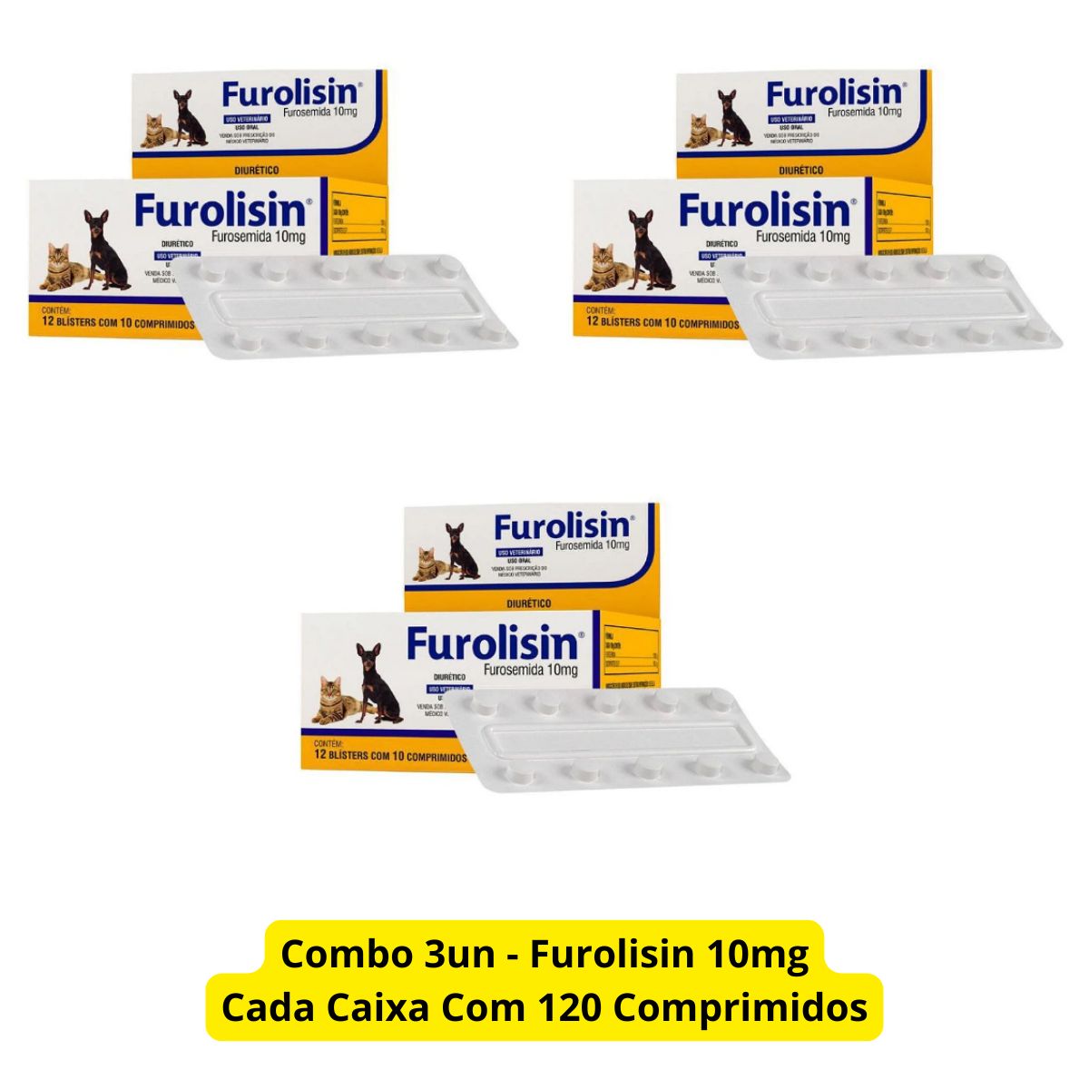 3 Cxs Furolisin 10mg 120 Comprimidos - Vetnil - Imagem 2