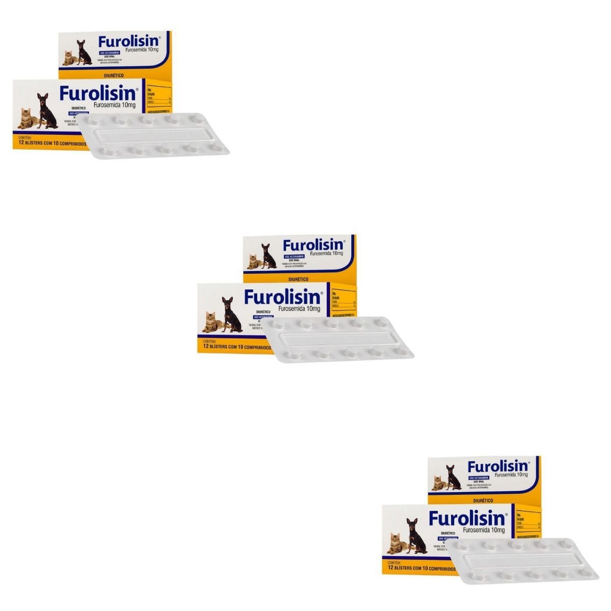 3 Cxs Furolisin 10mg 120 Comprimidos - Vetnil