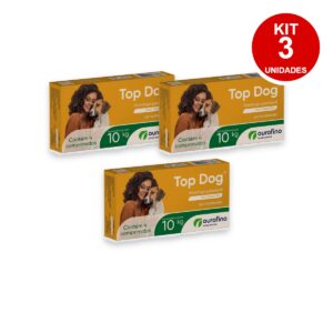 3 Top Dog Vermífugo para Cães até 10kg com 4 Comprimidos – Val: Fev/26