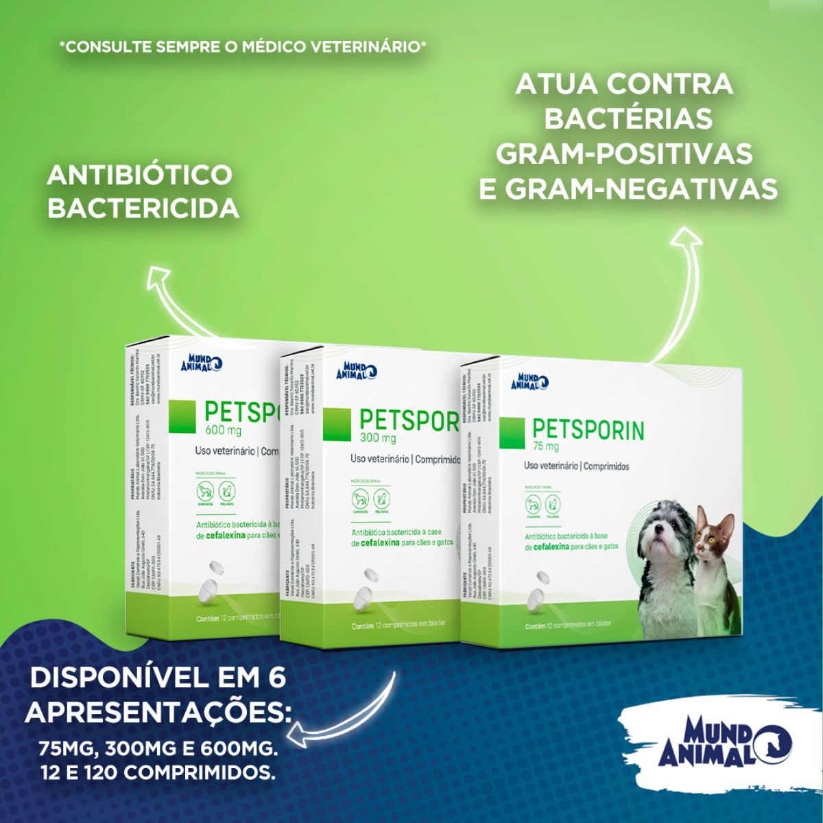 Petsporin 75mg 120 Comprimdos - Mundo Animal - Imagem 3