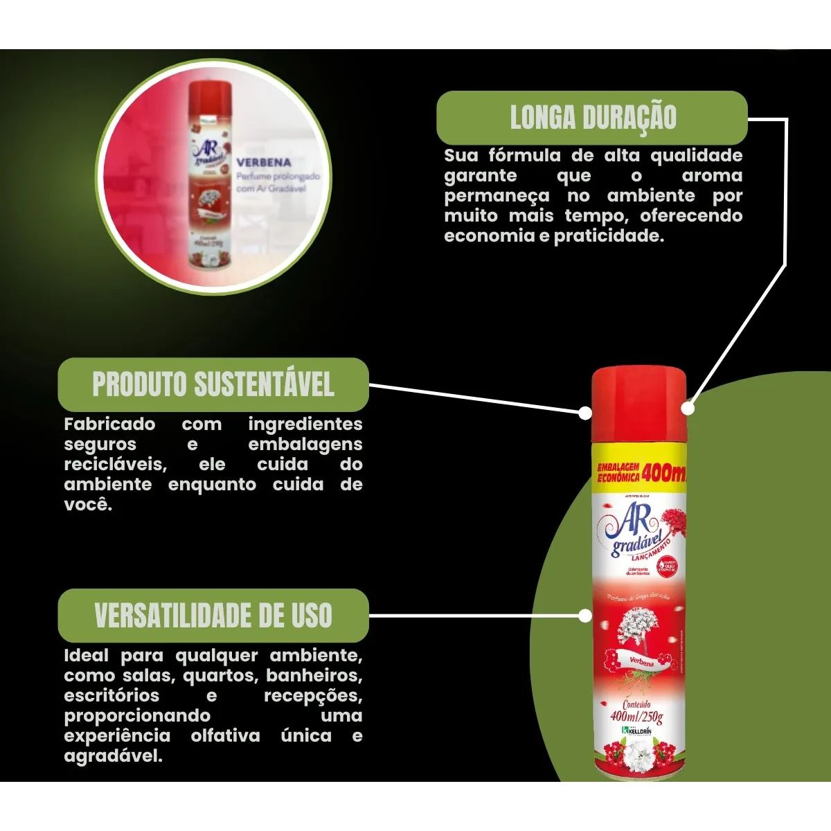 Ar Gradavel Verbena 400ml - Imagem 6