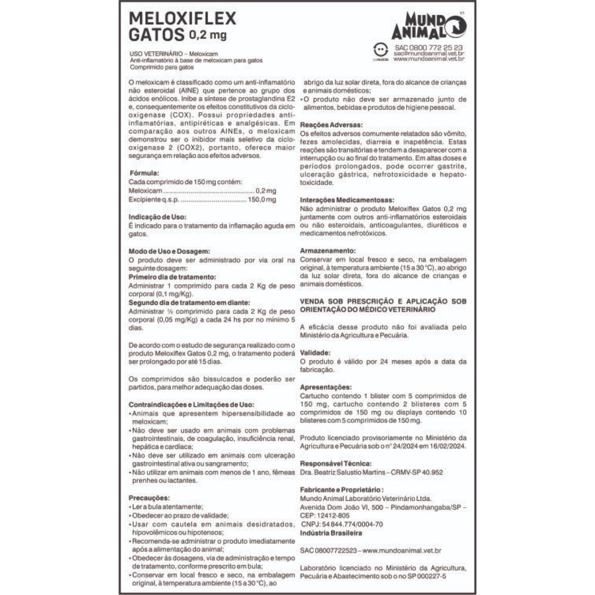 Meloxiflex Gatos 0,2mg - 10 Comprimidos - Imagem 3