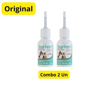 2 Aurivet Clean 50ml Vetnil Solução Otológica Cães/gatos