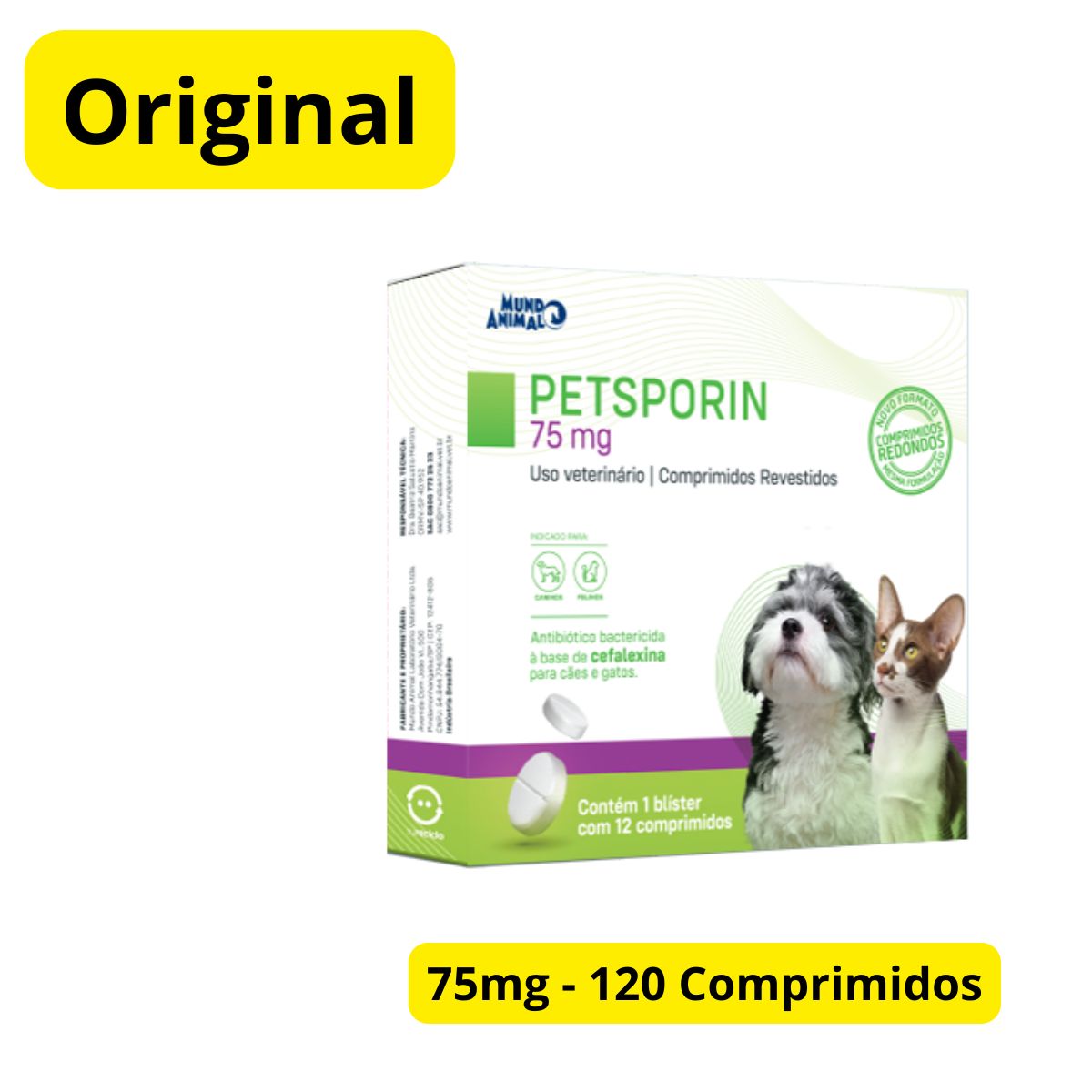 Petsporin 75mg 120 Comprimdos - Mundo Animal