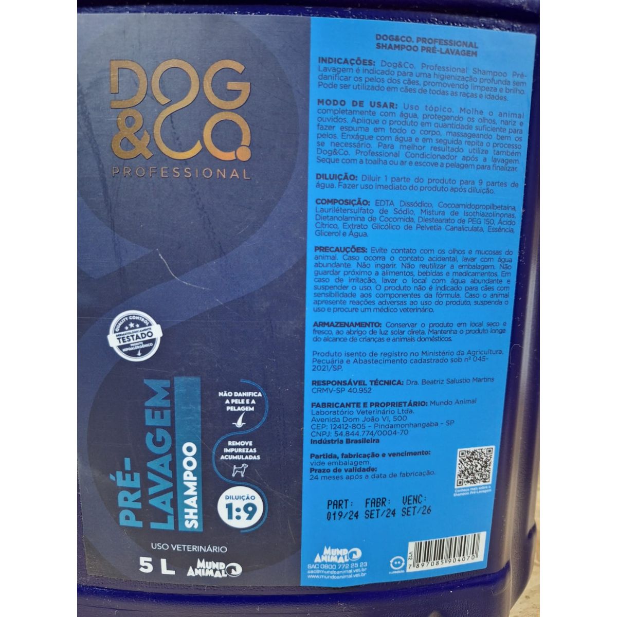 Dog&Co Professional Shampoo Pre - Lavagem 5l - Mundo Animal - Imagem 3