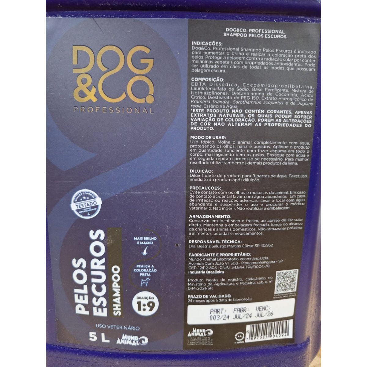 Dog&Co Professional Shampoo Pelos Escuros 5l - Mundo Animal - Imagem 3