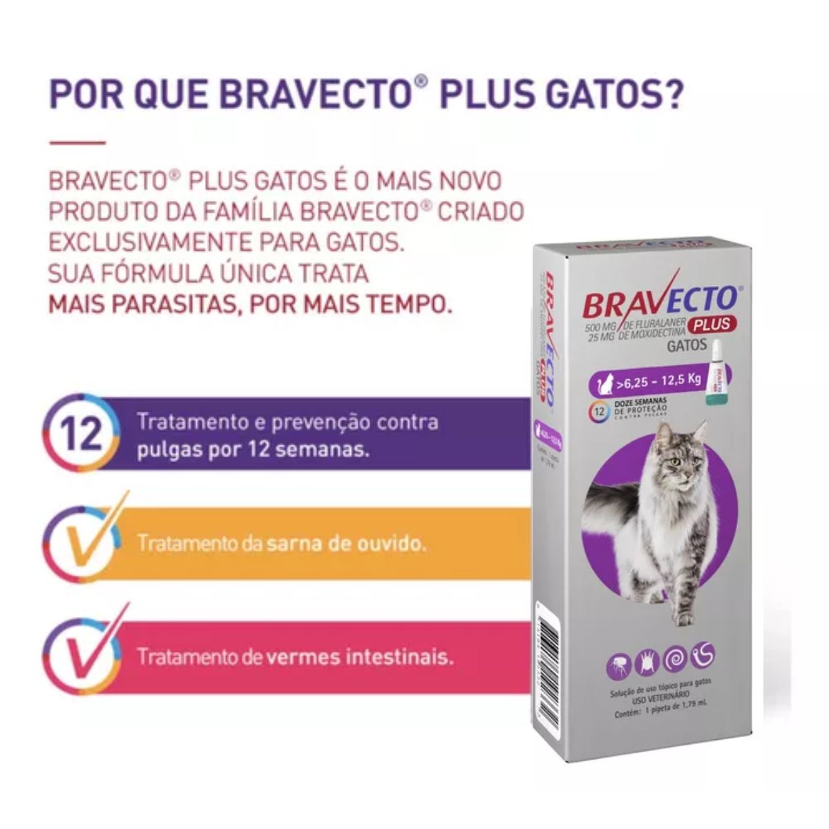 Bravecto Gato Plus 6,25kg a 12,5kg - Imagem 4