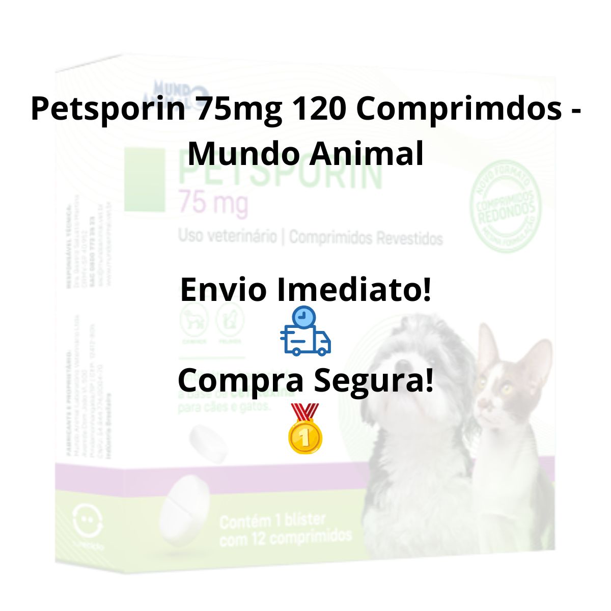 Petsporin 75mg 120 Comprimdos - Mundo Animal - Imagem 5