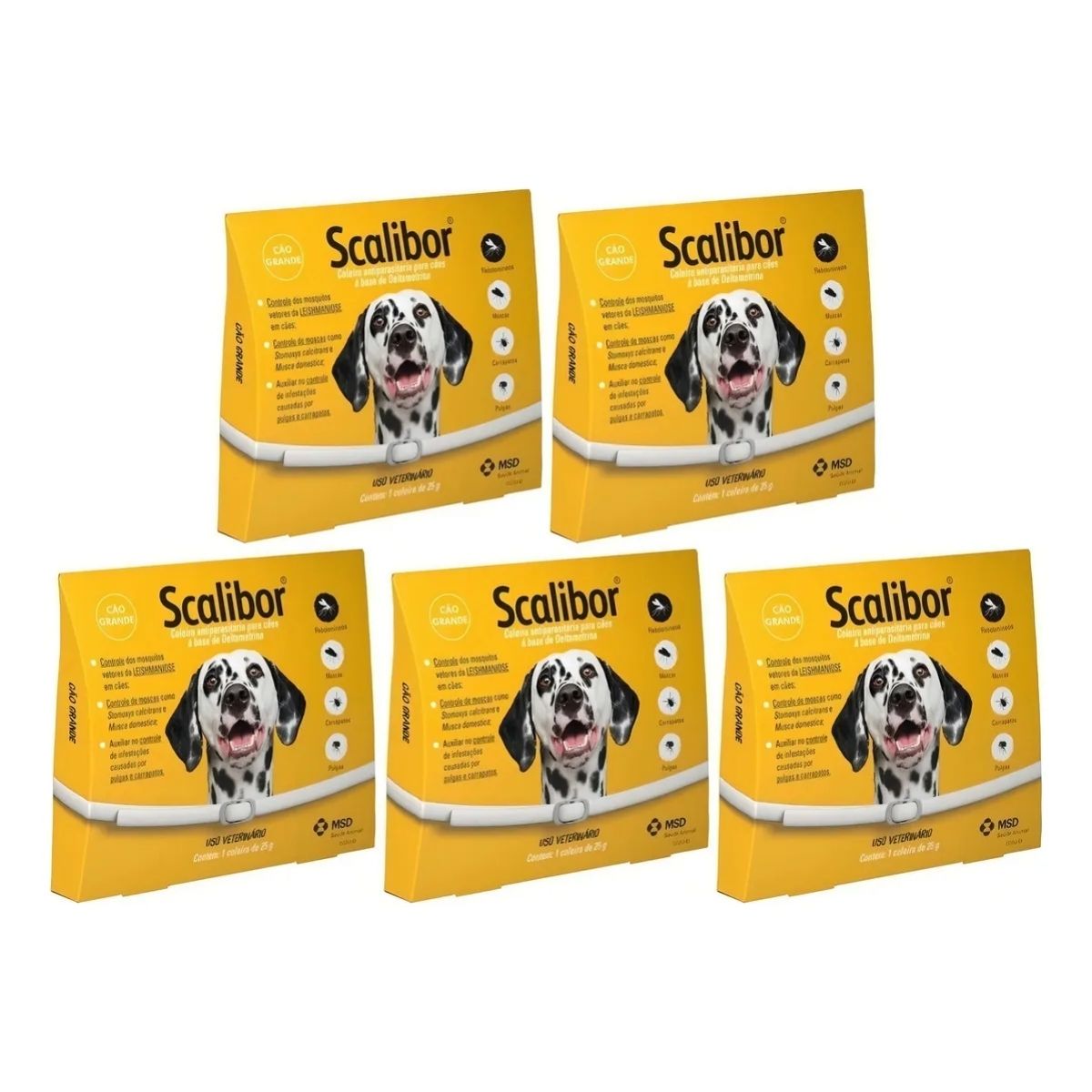 Kit 5 Scalibor Cães Grandes 65cm - MSD