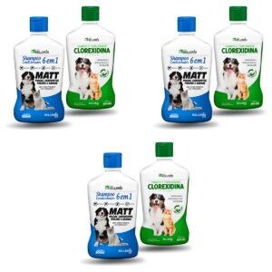 3 Kits Shampoo E Condicionador Matt Pulga E Clorexidina