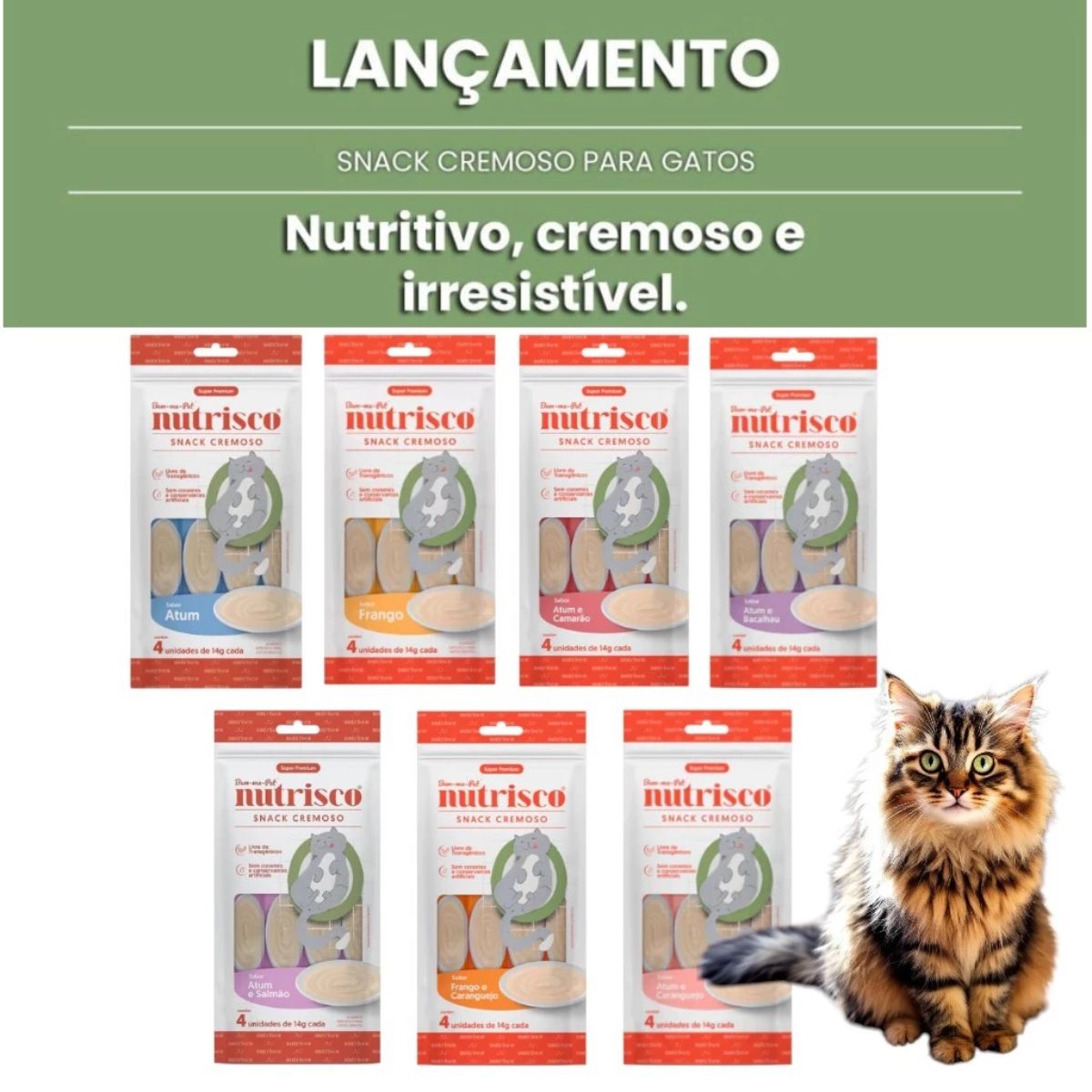 Pack 4 Sachês Snack Cremoso Nutrisco 56g Atum E Caranquejo - Imagem 8