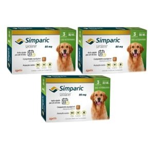 3 Cxs Simparic 80mg Combo Antipulgas e Carrapatos Em Cães