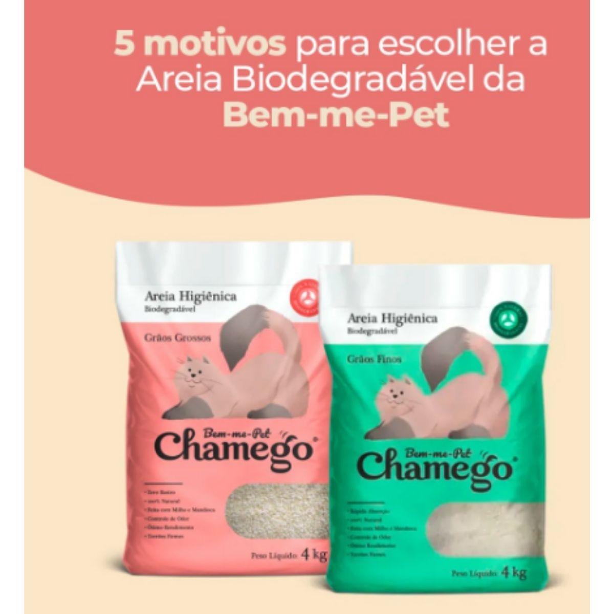 Kit 3 Areia Higienica Chamego 4kg Graos Grossos - Bem-Me-Pet - Imagem 7
