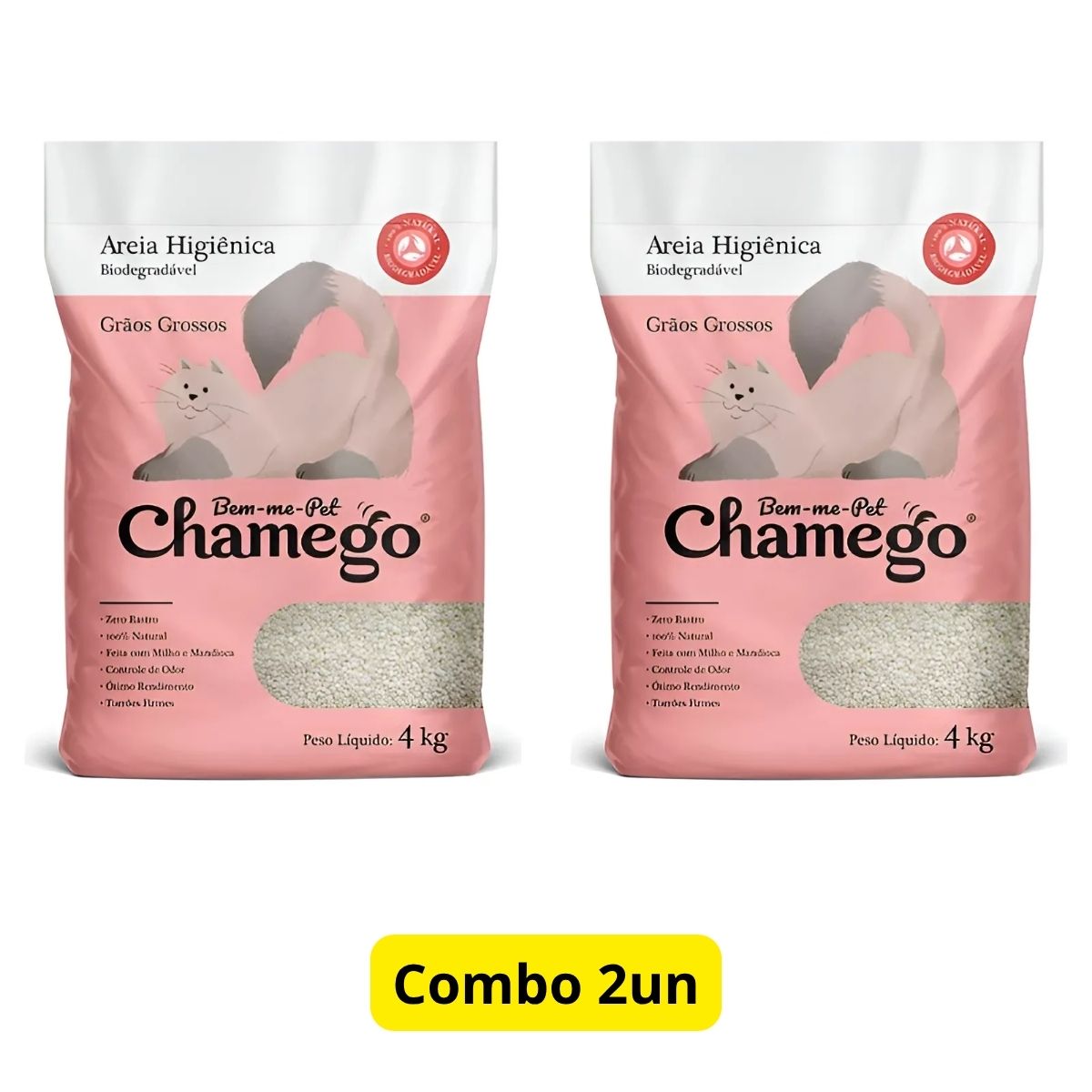 Kit 2 Areia Higienica Chamego 4kg Graos Grossos - Bem-Me-Pet - Imagem 2