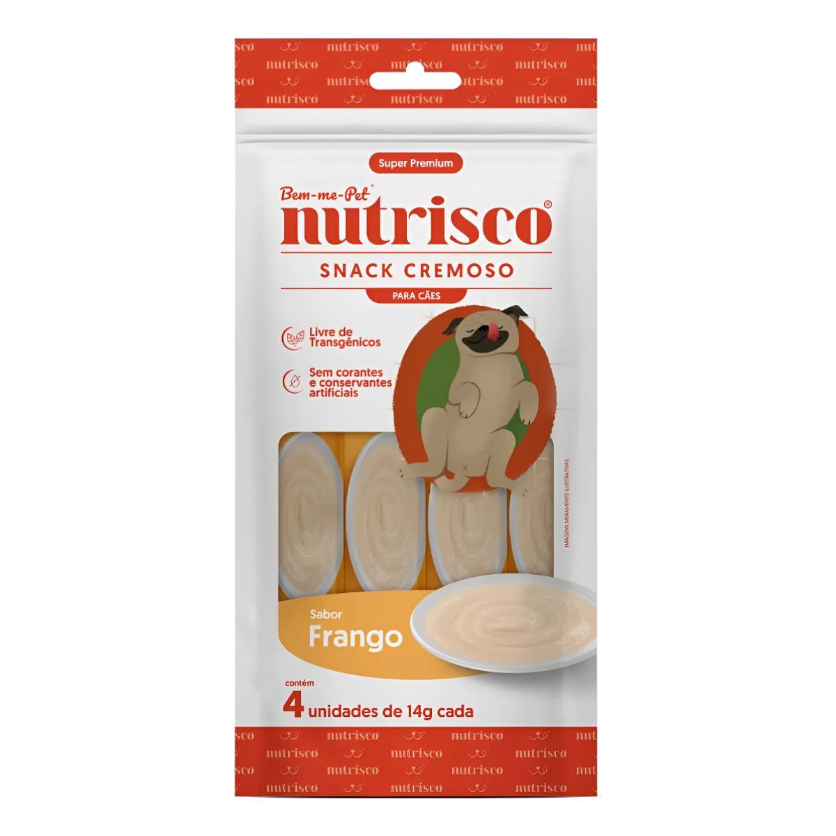 Pack 4 Sachês Snack Cremoso Nutrisco 56g Frango - Para Cães