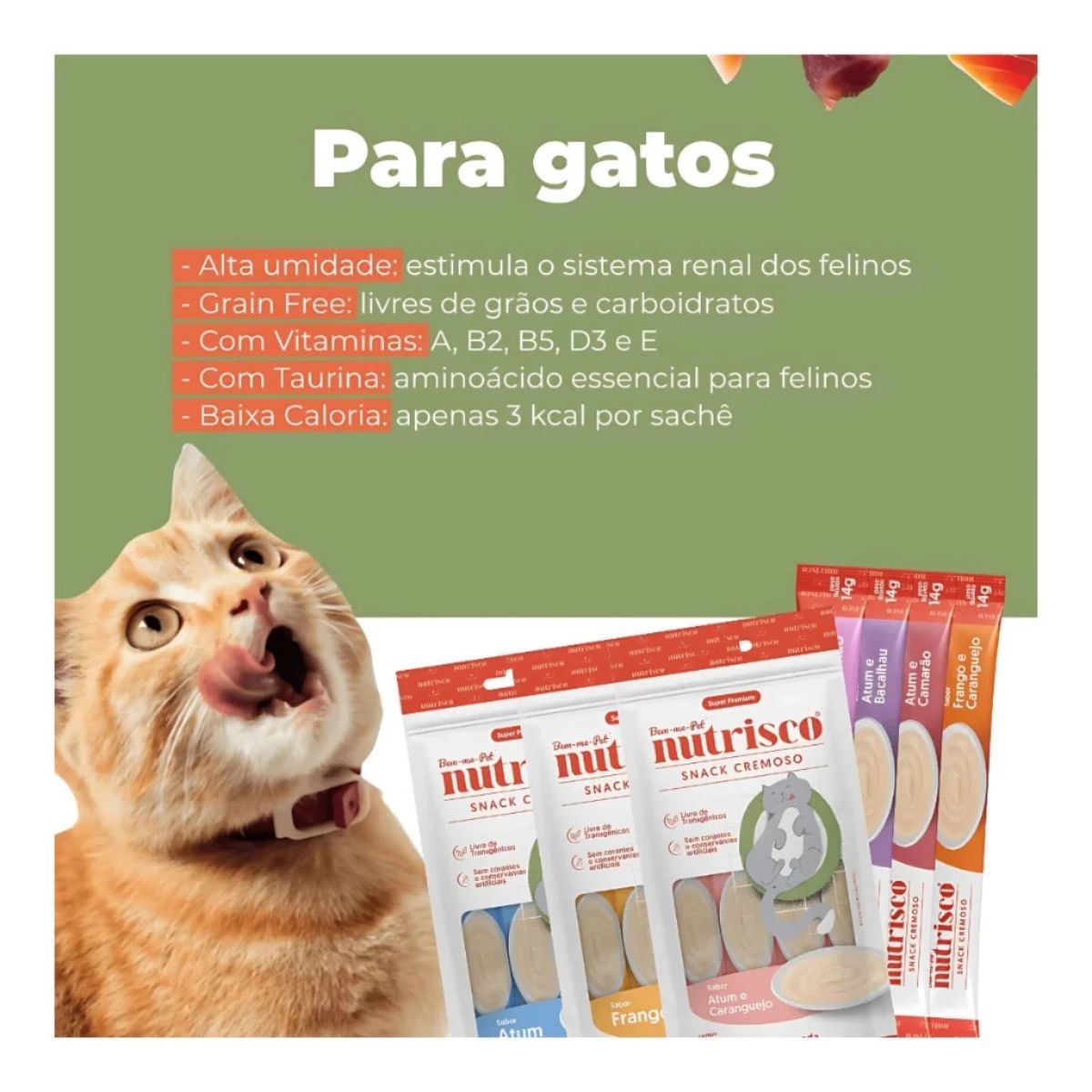 Pack 4 Sachês Snack Cremoso Nutrisco 56g Atum E Bacalhau - Imagem 4