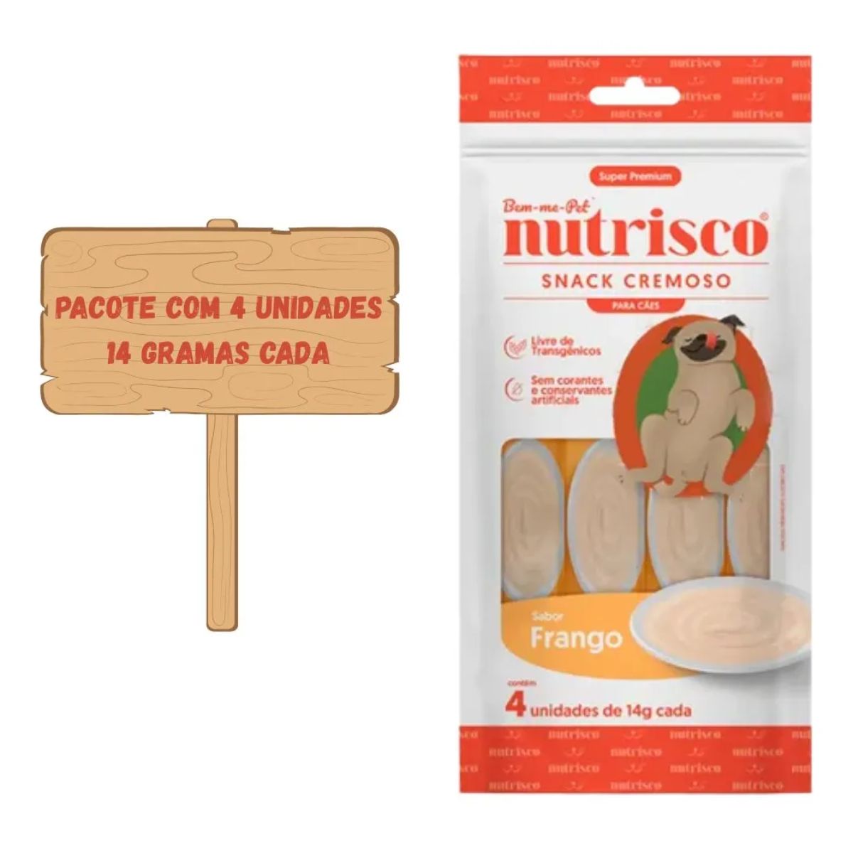 Pack 4 Sachês Snack Cremoso Nutrisco 56g Frango - Para Cães - Imagem 2
