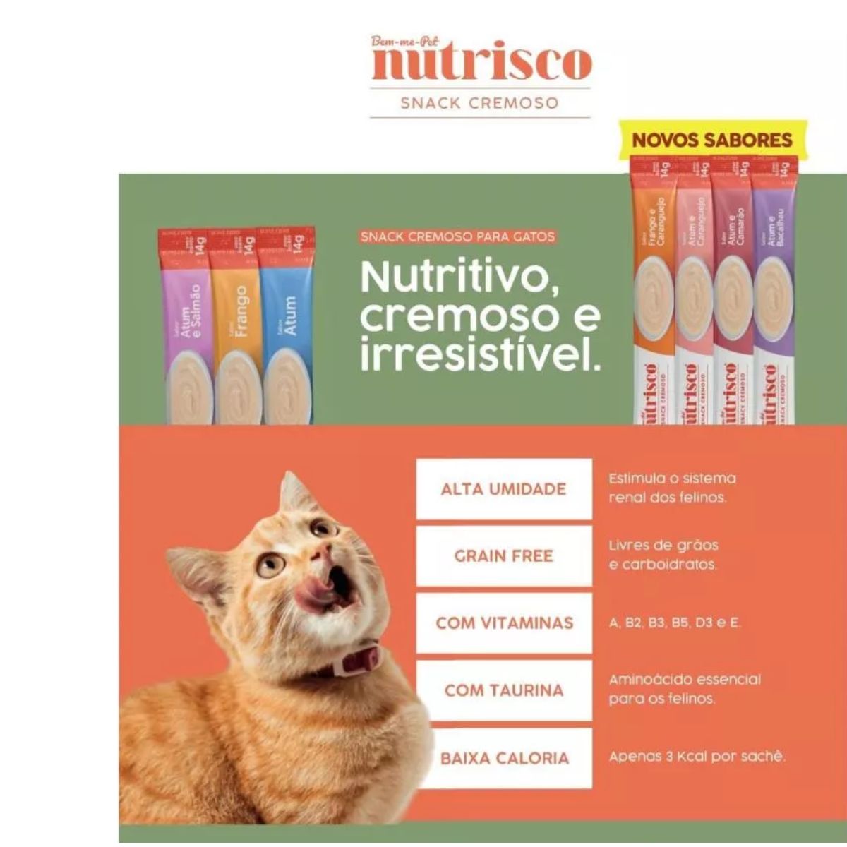 Pack 4 Sachês Snack Cremoso Nutrisco 56g Atum E Caranquejo - Imagem 5