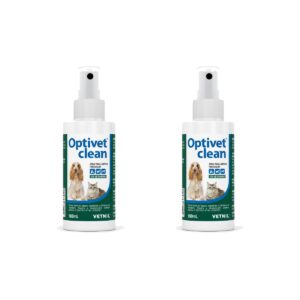 2 Optivet Clean 100ml Spray Para Limpeza Periocular - Vetnil